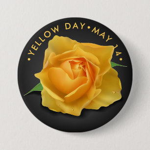 Macaron Rond 7,6 Cm Jour du Rose Jaune