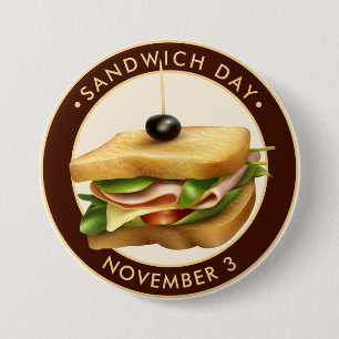 Macaron Rond 7,6 Cm Jour du Sandwich