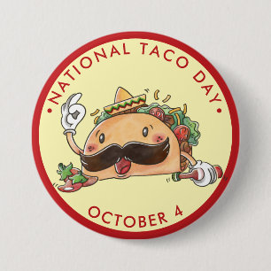 Macaron Rond 7,6 Cm Jour national du Taco, aquarelle taco à sombrero