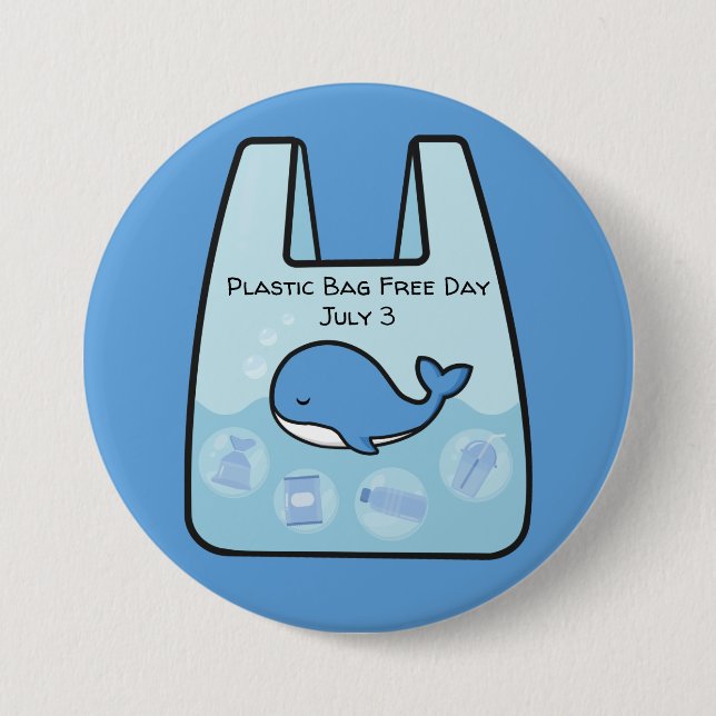 Macaron Rond 7,6 Cm Jour sans sac en plastique, baleine (Devant)
