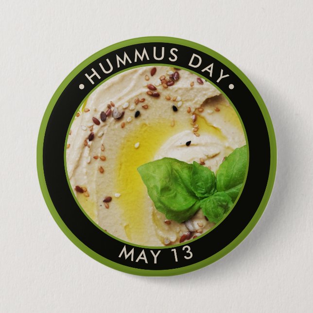 Macaron Rond 7,6 Cm Journée de l'Hummus (Devant)