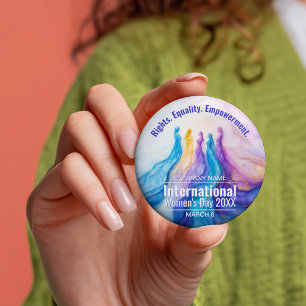 Macaron Rond 7,6 Cm Journée des femmes de l'aquarelle Abstraite