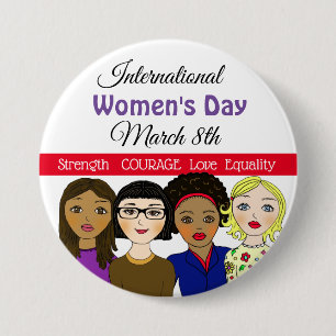 Macaron Rond 7,6 Cm Journée internationale de la femme 8 mars Bouton
