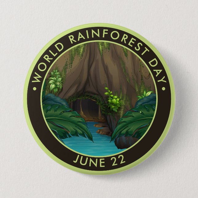 Macaron Rond 7,6 Cm Journée mondiale de la forêt tropicale (Devant)