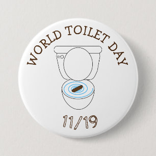 Macaron Rond 7,6 Cm Journée Mondiale des Toilettes 19 novembre Fêtes D