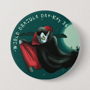 Macaron Rond 7,6 Cm Journée mondiale Dracula, vampire