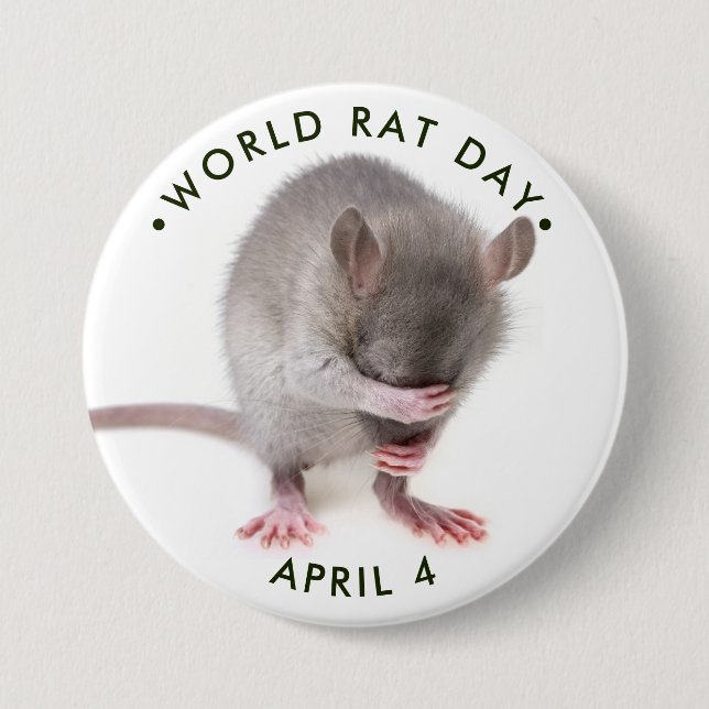 Macaron Rond 7,6 Cm Journée mondiale du rat (Devant)