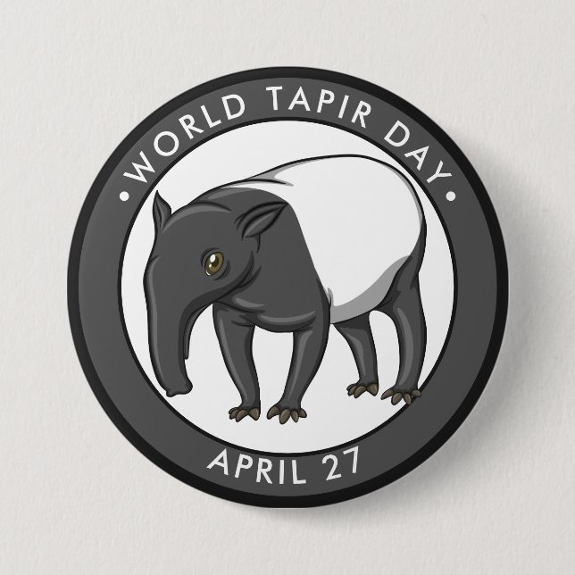 Macaron Rond 7,6 Cm Journée mondiale du tapir (Devant)