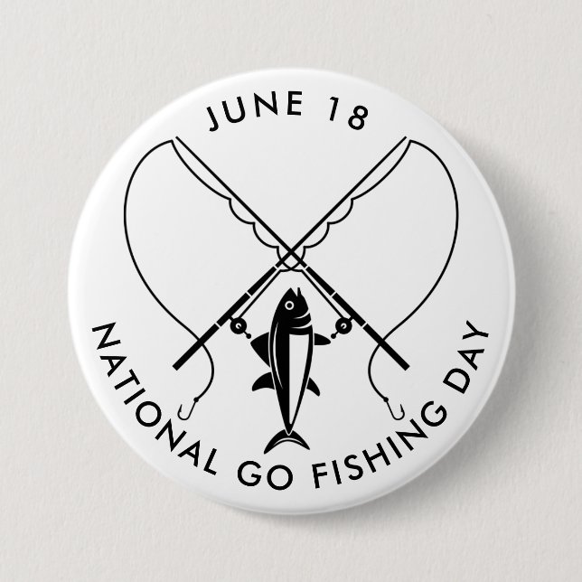 Macaron Rond 7,6 Cm Journée nationale de la pêche (Devant)