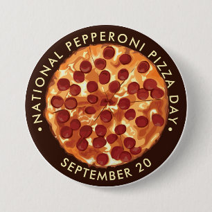 Macaron Rond 7,6 Cm Journée nationale de la pizza Pepperoni 20 septemb
