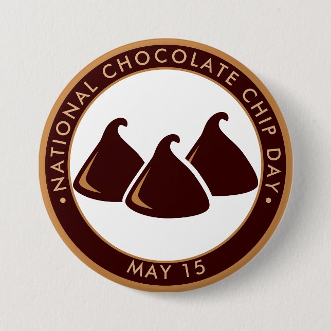 Macaron Rond 7,6 Cm Journée nationale de la puce au chocolat (Devant)