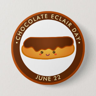 Macaron Rond 7,6 Cm Journée nationale de l'Éclair au chocolat, éclair