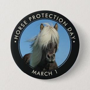 Macaron Rond 7,6 Cm Journée nationale de protection du cheval
