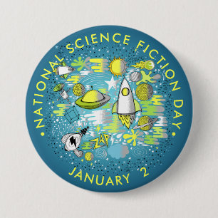 Macaron Rond 7,6 Cm Journée nationale de science-fiction