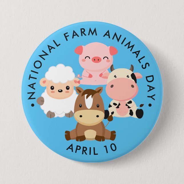 Macaron Rond 7,6 Cm Journée nationale des animaux de ferme (Devant)