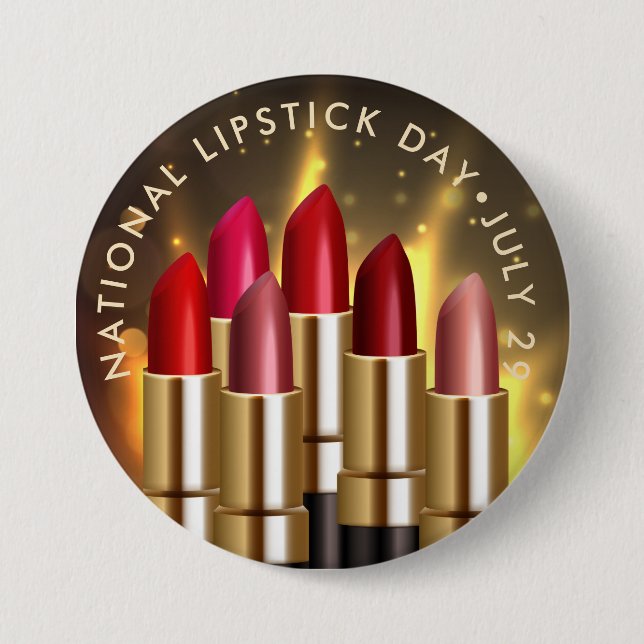 Macaron Rond 7,6 Cm Journée nationale des bâtons à lèvres, LIPSTICKETS (Devant)