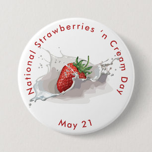 Macaron Rond 7,6 Cm Journée nationale des fraises
