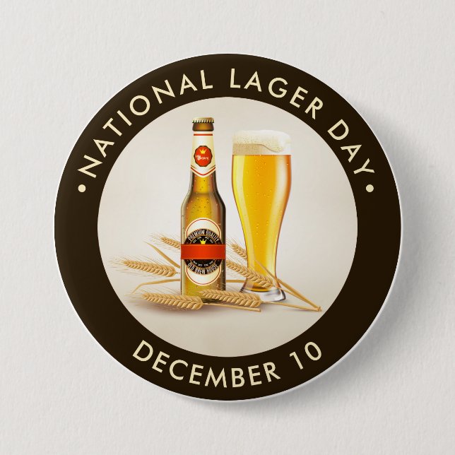 Macaron Rond 7,6 Cm Journée nationale des Lager, bière (Devant)