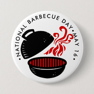 Macaron Rond 7,6 Cm Journée nationale du barbecue, GRILL