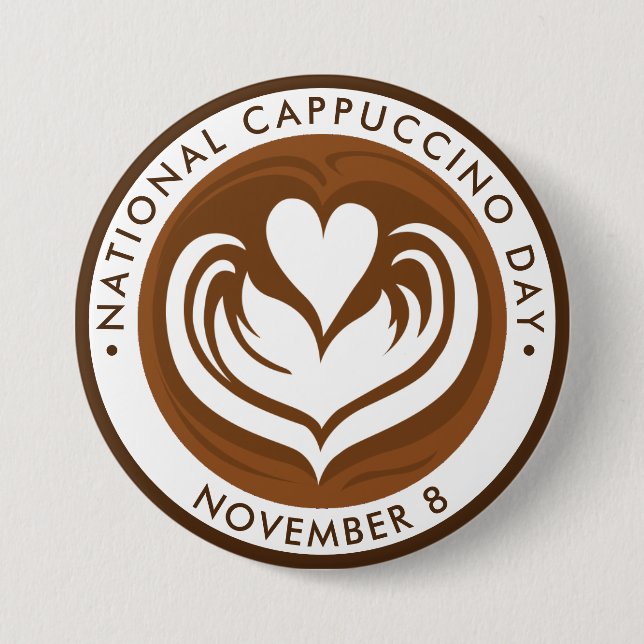 Macaron Rond 7,6 Cm Journée nationale du Cappuccino (Devant)