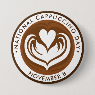 Macaron Rond 7,6 Cm Journée nationale du Cappuccino