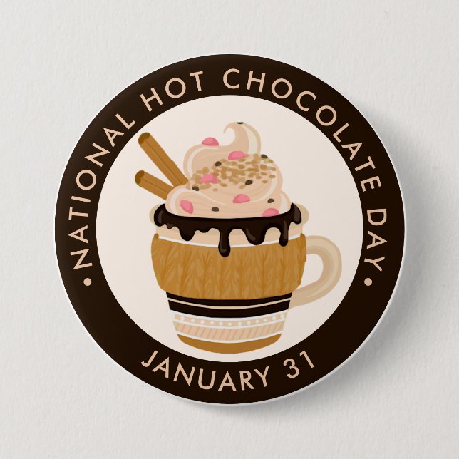 Macaron Rond 7,6 Cm Journée nationale du chocolat chaud (Devant)