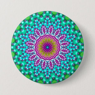 Macaron Rond 7,6 Cm Joyau super Coloré Tone Boho Fractal Mandala