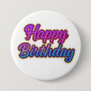 Macaron Rond 7,6 Cm Joyeuse conception de typographie d'anniversaire e