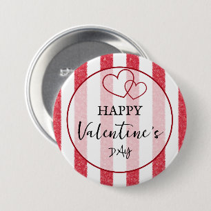 Macaron Rond 7,6 Cm Joyeuse Saint-Valentin Cœur Rayures Bouton