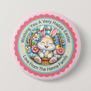 Macaron Rond 7,6 Cm Joyeuses Pâques, Cadeaux de panier de fleurs et d