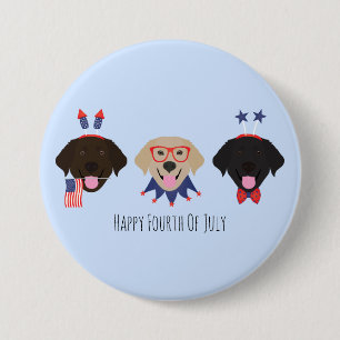 Macaron Rond 7,6 Cm Joyeux 4 Juillet Chiens De Récupérateur Du Labrado