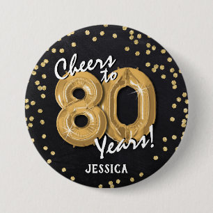Macaron Rond 7,6 Cm Joyeux 80 ans pour ses 80 ans