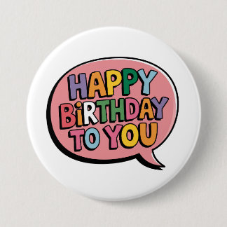 Macaron Rond 7,6 Cm Joyeux Anniversaire Bulle