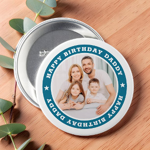 Macaron Rond 7,6 Cm Joyeux Anniversaire Papa Moderne Simple Photo Pers