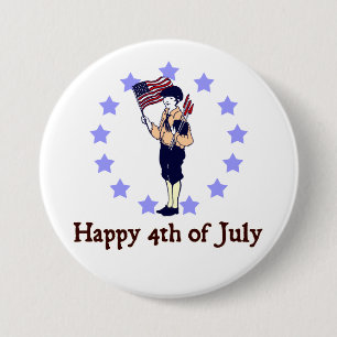 Macaron Rond 7,6 Cm Joyeux Art Vintage 4 juillet