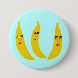 Macaron Rond 7,6 Cm Joyeux banana Trio Whimsical