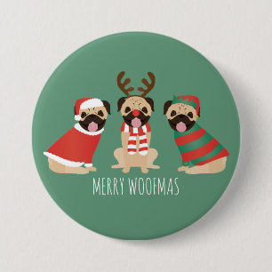 Macaron Rond 7,6 Cm Joyeux Chiens de Carlin Woofmas