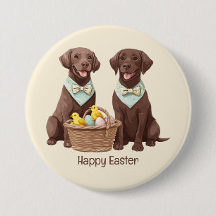 Macaron Rond 7,6 Cm Joyeux Chiens de récupération de chocolat de Pâque
