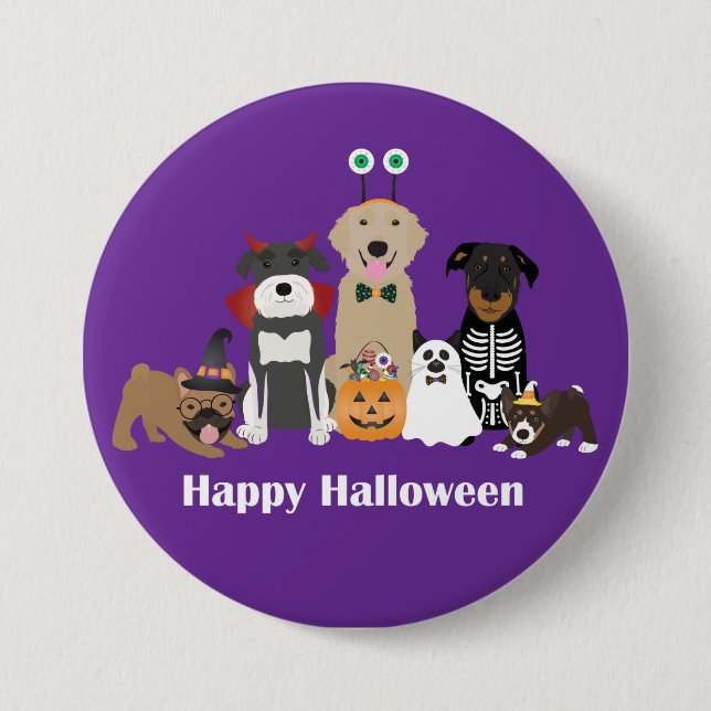 Macaron Rond 7,6 Cm Joyeux Costumes Éffrayants pour animaux de compagn (Devant)