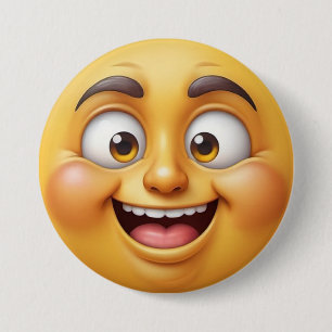 Macaron Rond 7,6 Cm Joyeux effet 3D Jaune Emoji