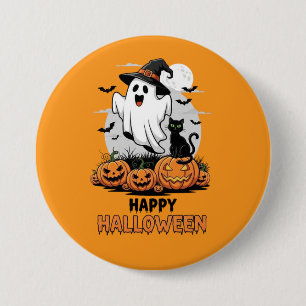 Macaron Rond 7,6 Cm Joyeux fantôme d'Halloween