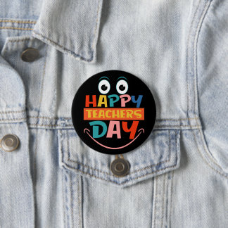 Macaron Rond 7,6 Cm Joyeux Jour des enseignants colorés Drôle Visage P