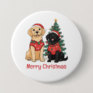 Macaron Rond 7,6 Cm Joyeux Noël Chiens Labrador Retriever