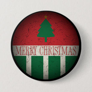 Macaron Rond 7,6 Cm Joyeux Noël Retro Rouge Vert