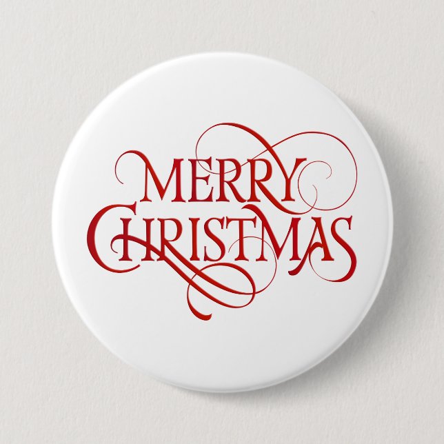 Macaron Rond 7,6 Cm Joyeux texte de Noël (Devant)