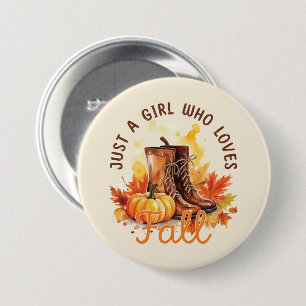 Macaron Rond 7,6 Cm Just A Girl Who Love Fall - Cosy Autumn Vibes