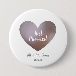 Macaron Rond 7,6 Cm Juste marié perle et coeur violet keyring