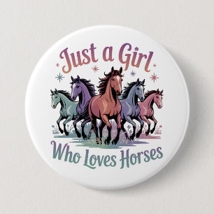 Macaron Rond 7,6 Cm Juste une fille qui aime les chevaux