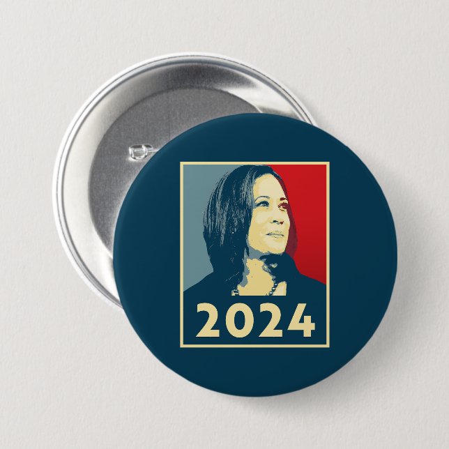 Macaron Rond 7,6 Cm Kamala Harris 2024 (Devant & derrière)