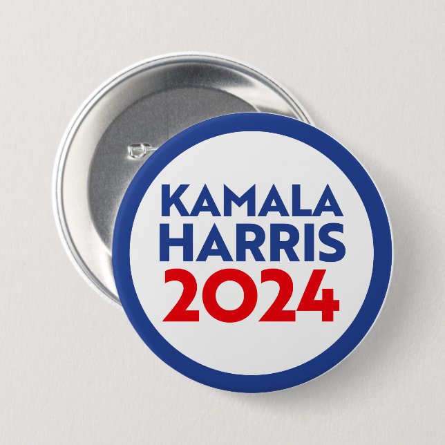 Macaron Rond 7,6 Cm Kamala Harris 2024 (Devant & derrière)